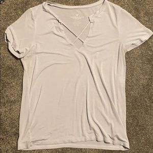 American Eagle light purple cross v neck